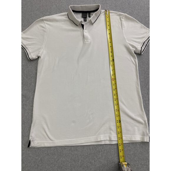 H&M Men’s White Polo Shirt with Black Trim Size Medium - Picture 5 of 8